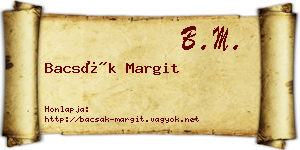 Bacsák Margit névjegykártya