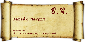 Bacsák Margit névjegykártya